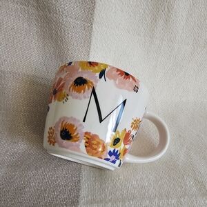 Opalhouse Floral 16oz Stoneware Monogram “M” coffee Mug